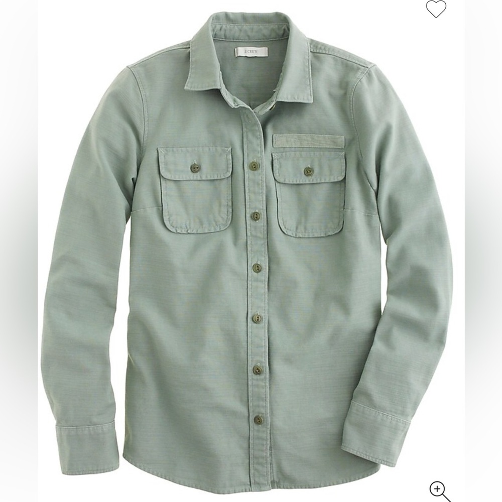 J. Crew Green Military Pocket Shirt Size 6